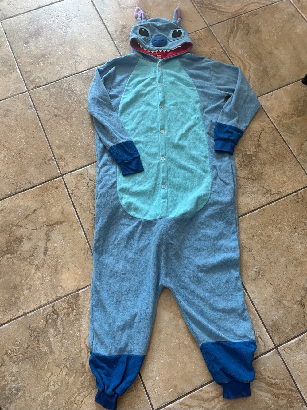 Adults Blue Stitch Character One-Piece Hooded costume size large